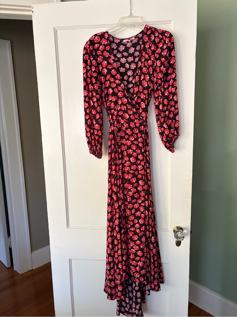 Floral Wrap Maxi Dress - Red Floral